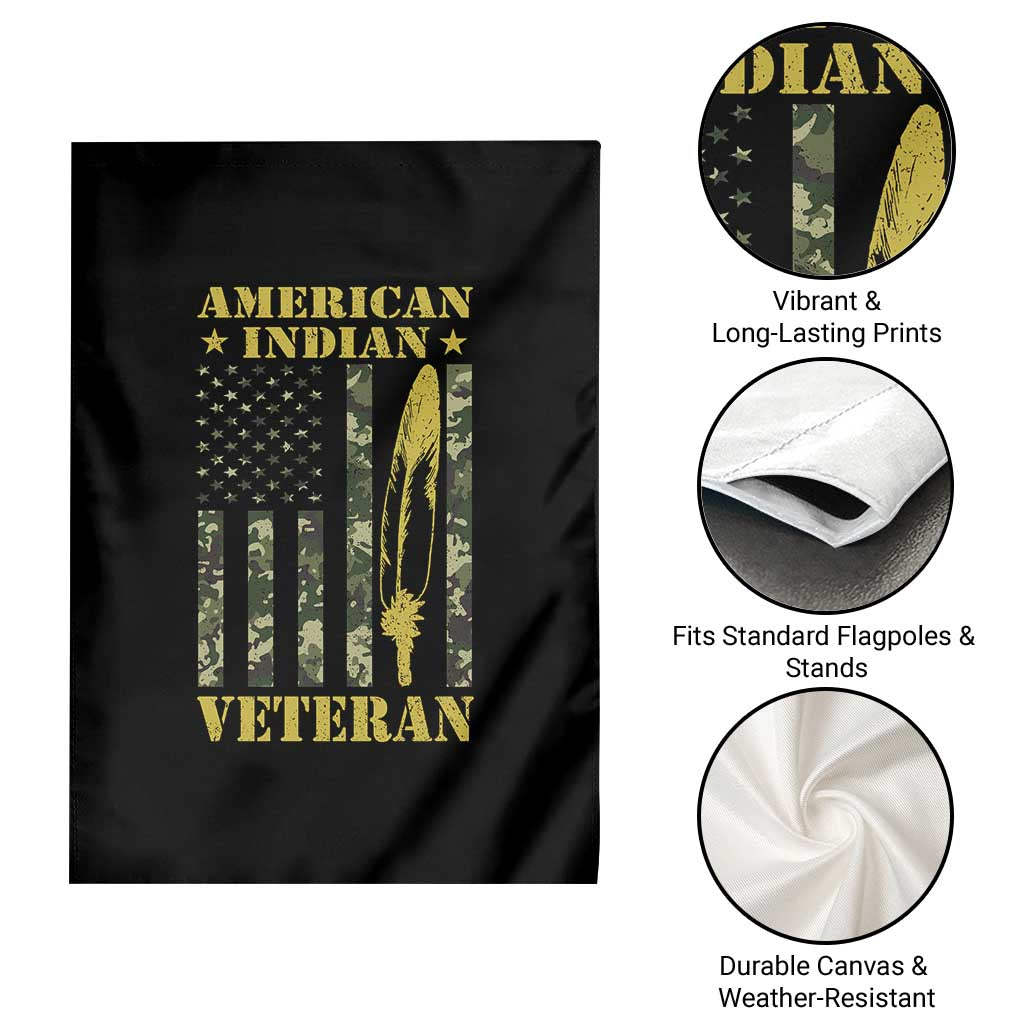 American Indian Veteran Garden Flag Native American Veteran Feathers Camo Flag - Wonder Print Shop