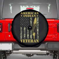 American Indian Veteran Spare Tire Cover Native American Veteran Feathers Camo Flag - Wonder Print Shop