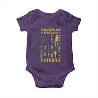 American Indian Veteran Baby Onesie Native American Veteran Feathers Camo Flag - Wonder Print Shop