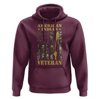 American Indian Veteran Hoodie Native American Veteran Feathers Camo Flag - Wonder Print Shop