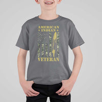American Indian Veteran T Shirt For Kid Native American Veteran Feathers Camo Flag - Wonder Print Shop