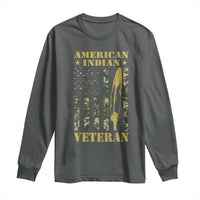 American Indian Veteran Long Sleeve Shirt Native American Veteran Feathers Camo Flag - Wonder Print Shop
