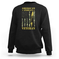 American Indian Veteran Sweatshirt Native American Veteran Feathers Camo Flag - Wonder Print Shop