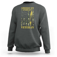 American Indian Veteran Sweatshirt Native American Veteran Feathers Camo Flag - Wonder Print Shop
