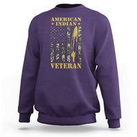 American Indian Veteran Sweatshirt Native American Veteran Feathers Camo Flag - Wonder Print Shop