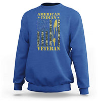 American Indian Veteran Sweatshirt Native American Veteran Feathers Camo Flag - Wonder Print Shop