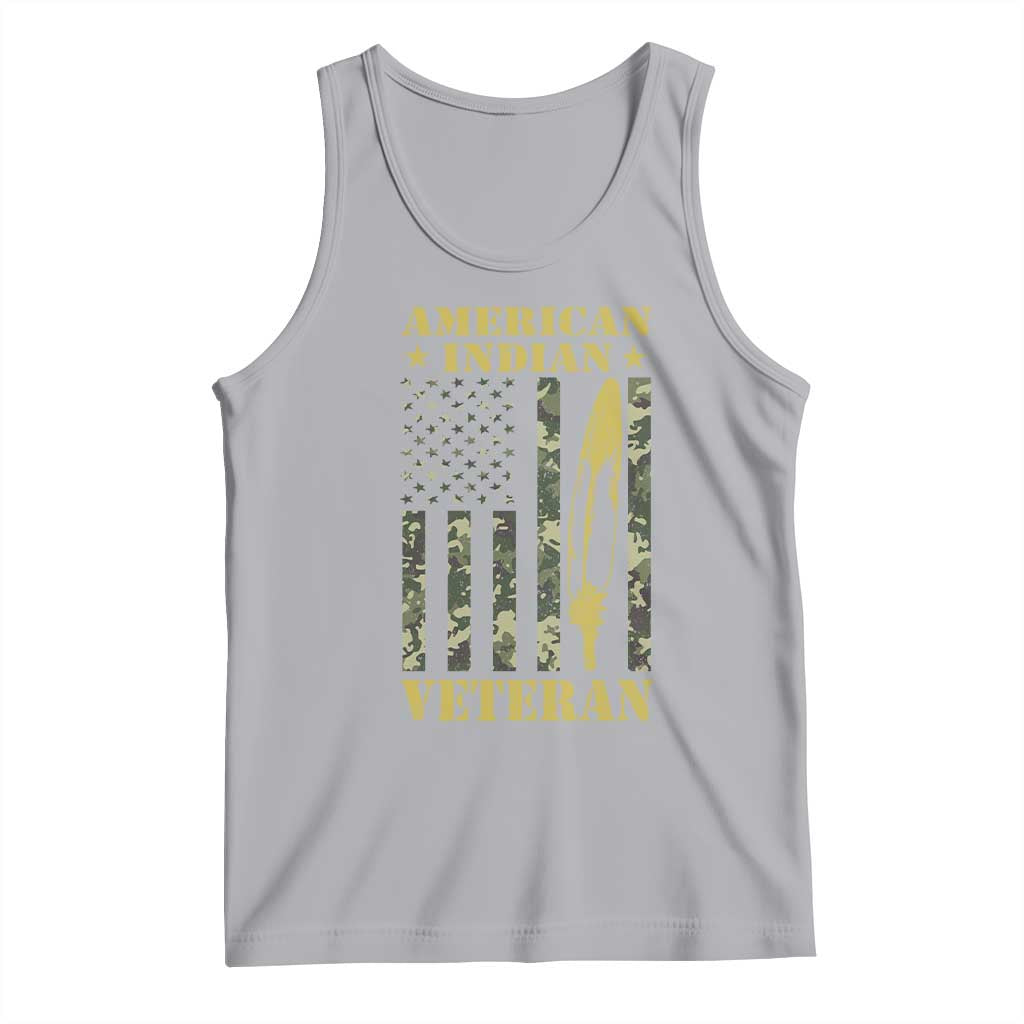 American Indian Veteran Tank Top Native American Veteran Feathers Camo Flag - Wonder Print Shop