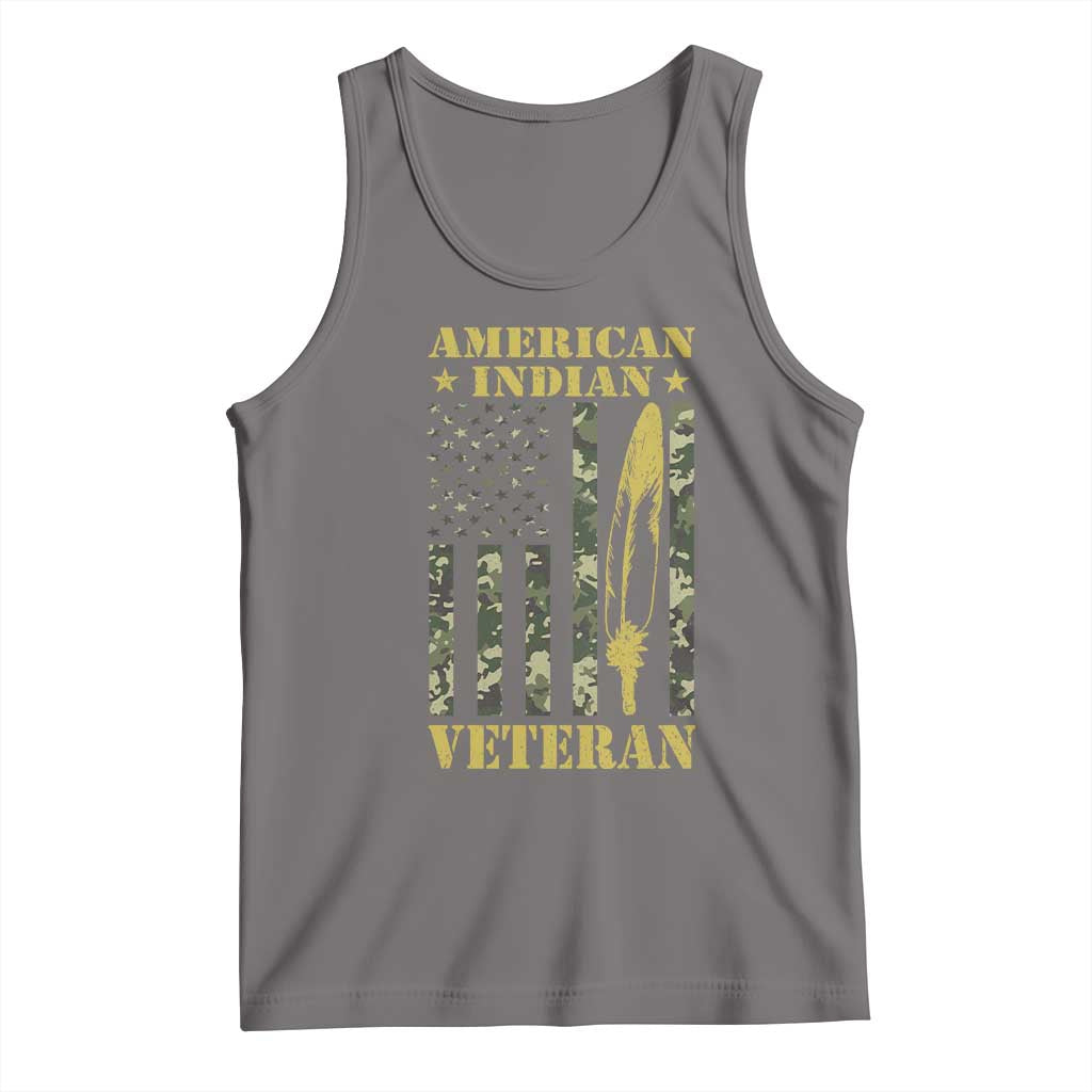 American Indian Veteran Tank Top Native American Veteran Feathers Camo Flag - Wonder Print Shop