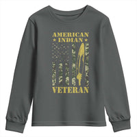 American Indian Veteran Youth Sweatshirt Native American Veteran Feathers Camo Flag - Wonder Print Shop