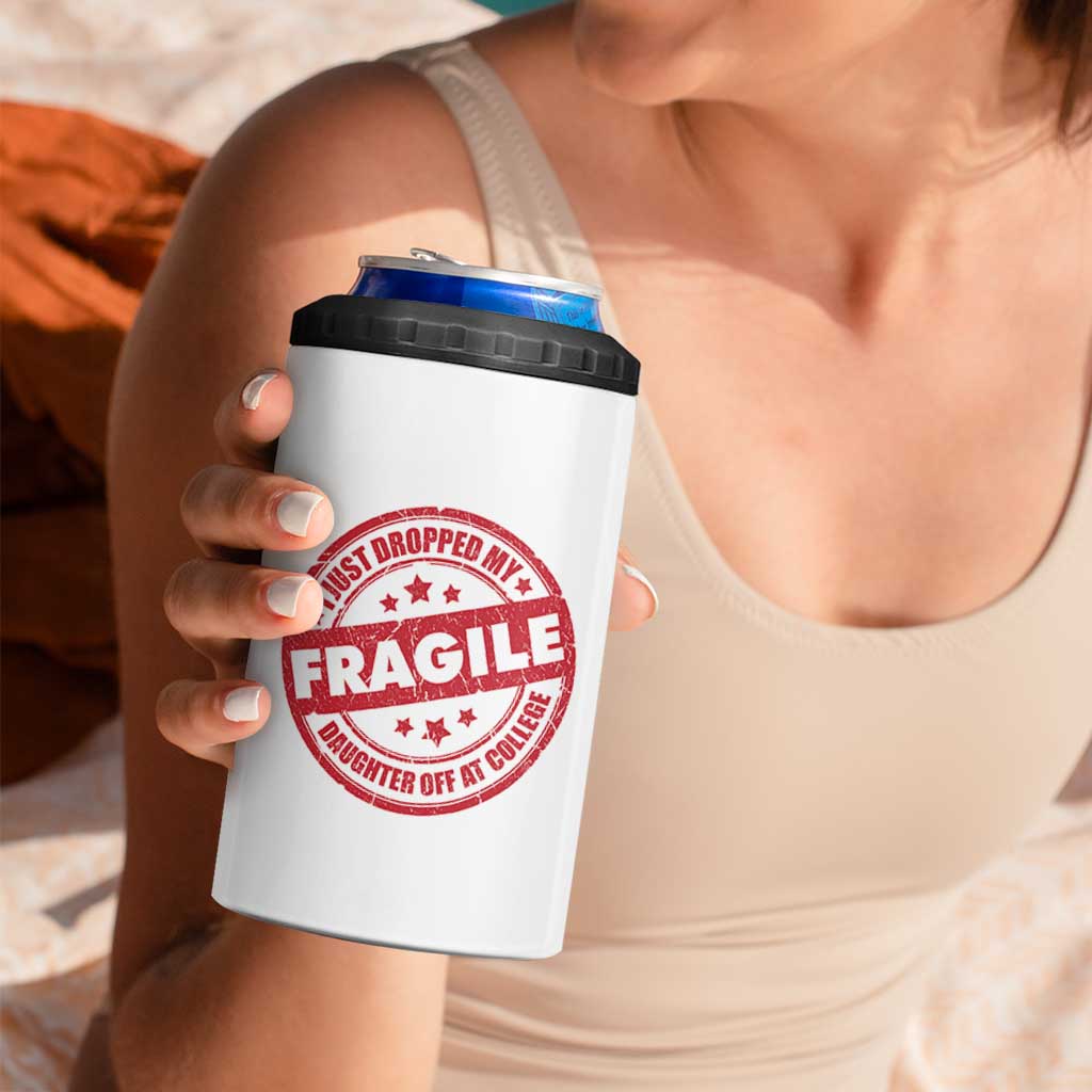 Fragile I Just Dropped My Daughter Off At College 4 in 1 Can Cooler Tumbler Drop Off Parents Vintage Star - Wonder Print Shop