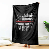 Wildland Firefighter Forest Red Line American Flag Throw Blanket