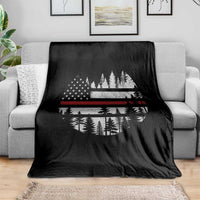 Wildland Firefighter Forest Red Line American Flag Throw Blanket
