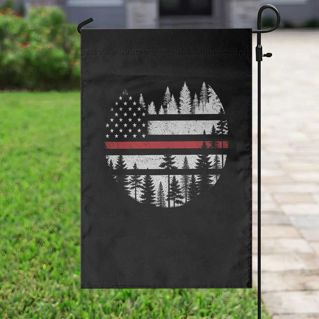 Wildland Firefighter Forest Red Line American Flag Garden Flag