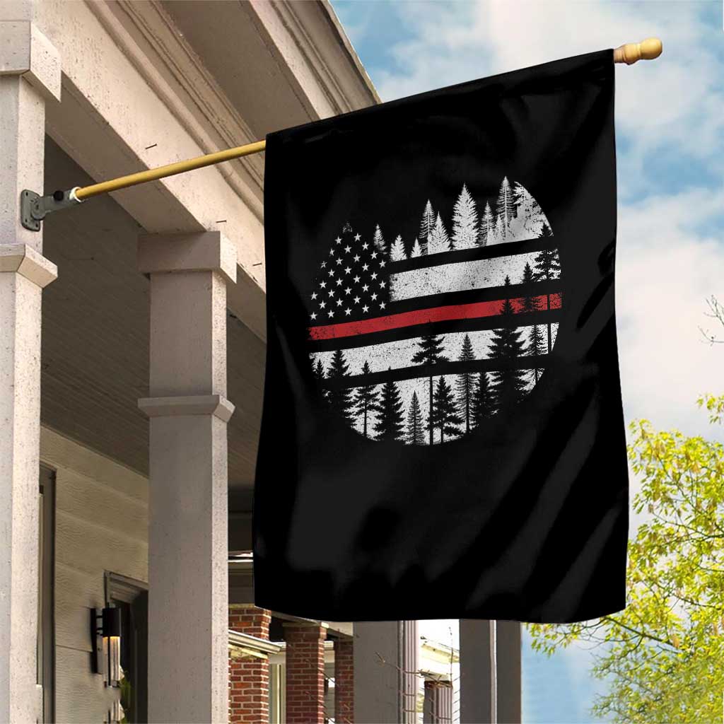 Wildland Firefighter Forest Red Line American Flag Garden Flag