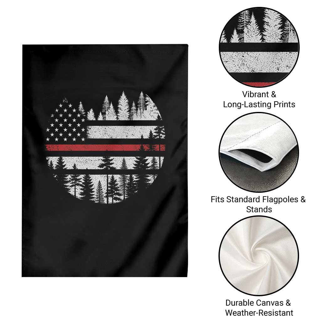 Wildland Firefighter Forest Red Line American Flag Garden Flag