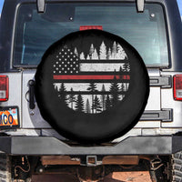 Wildland Firefighter Forest Red Line American Flag Spare Tire Cover