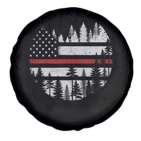 Wildland Firefighter Forest Red Line American Flag Spare Tire Cover