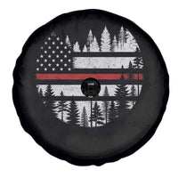 Wildland Firefighter Forest Red Line American Flag Spare Tire Cover
