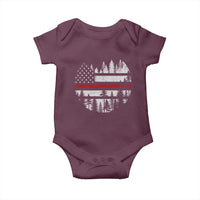 Wildland Firefighter Forest Red Line American Flag Baby Onesie