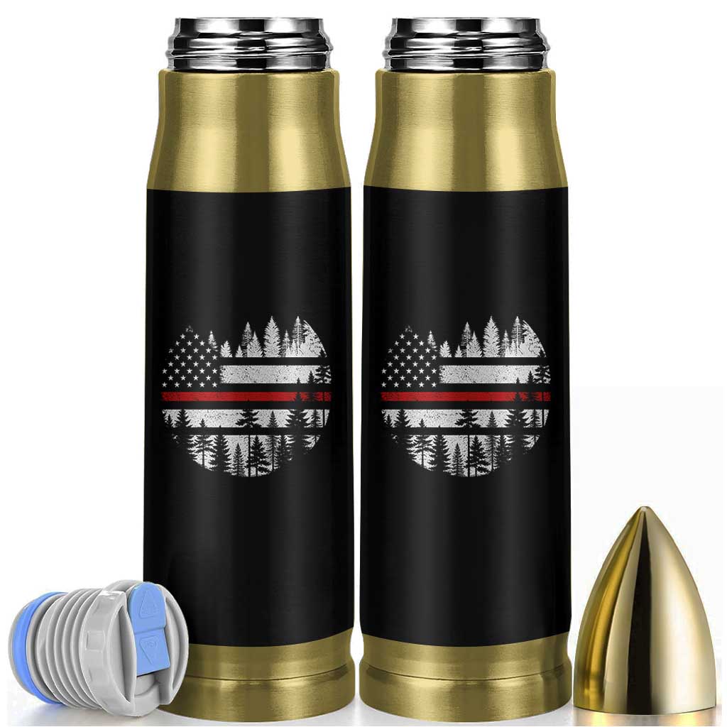Wildland Firefighter Forest Red Line American Flag Bullet Tumbler