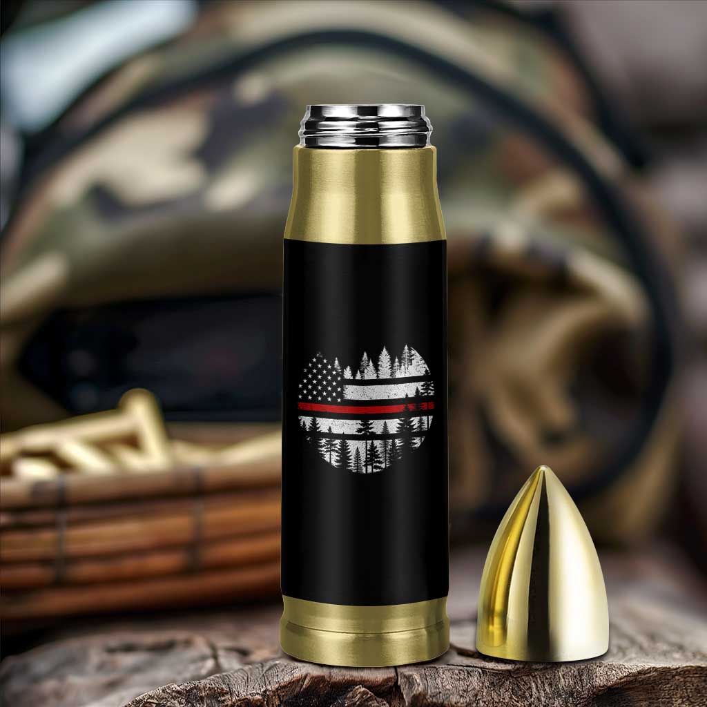 Wildland Firefighter Forest Red Line American Flag Bullet Tumbler