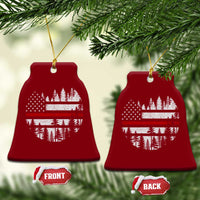 Wildland Firefighter Forest Red Line American Flag Ceramic Ornament