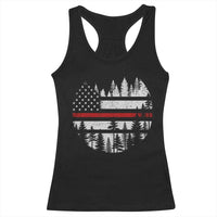Wildland Firefighter Forest Red Line American Flag Racerback Tank Top