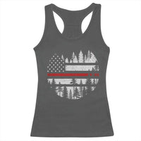 Wildland Firefighter Forest Red Line American Flag Racerback Tank Top