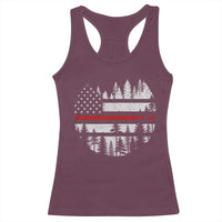 Wildland Firefighter Forest Red Line American Flag Racerback Tank Top