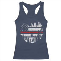Wildland Firefighter Forest Red Line American Flag Racerback Tank Top