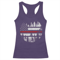 Wildland Firefighter Forest Red Line American Flag Racerback Tank Top