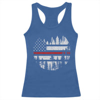 Wildland Firefighter Forest Red Line American Flag Racerback Tank Top