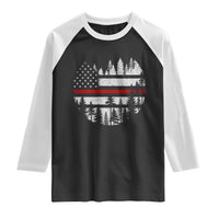 Wildland Firefighter Forest Red Line American Flag Raglan Shirt