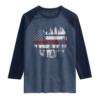 Wildland Firefighter Forest Red Line American Flag Raglan Shirt