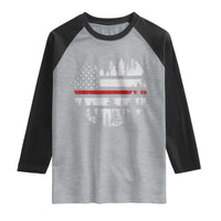 Wildland Firefighter Forest Red Line American Flag Raglan Shirt