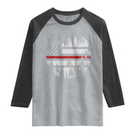 Wildland Firefighter Forest Red Line American Flag Raglan Shirt