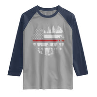 Wildland Firefighter Forest Red Line American Flag Raglan Shirt