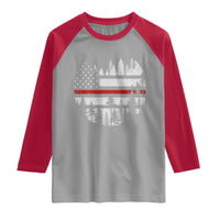 Wildland Firefighter Forest Red Line American Flag Raglan Shirt
