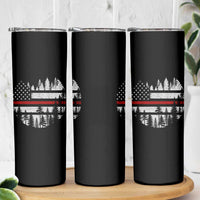 Wildland Firefighter Forest Red Line American Flag Skinny Tumbler