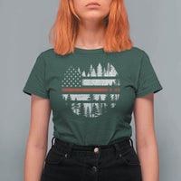 Wildland Firefighter Forest Red Line American Flag T Shirt For Women
