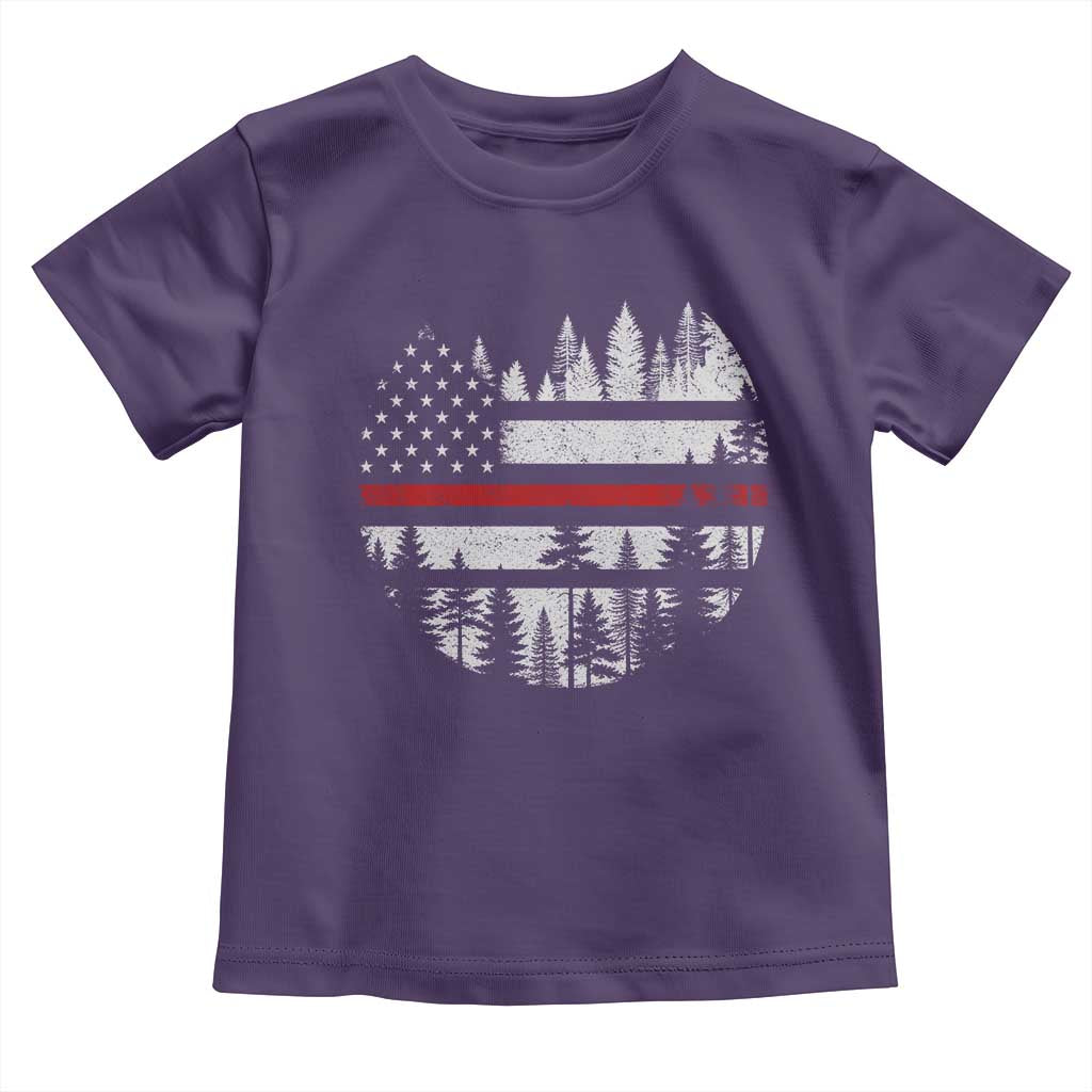 Wildland Firefighter Forest Red Line American Flag Toddler T Shirt