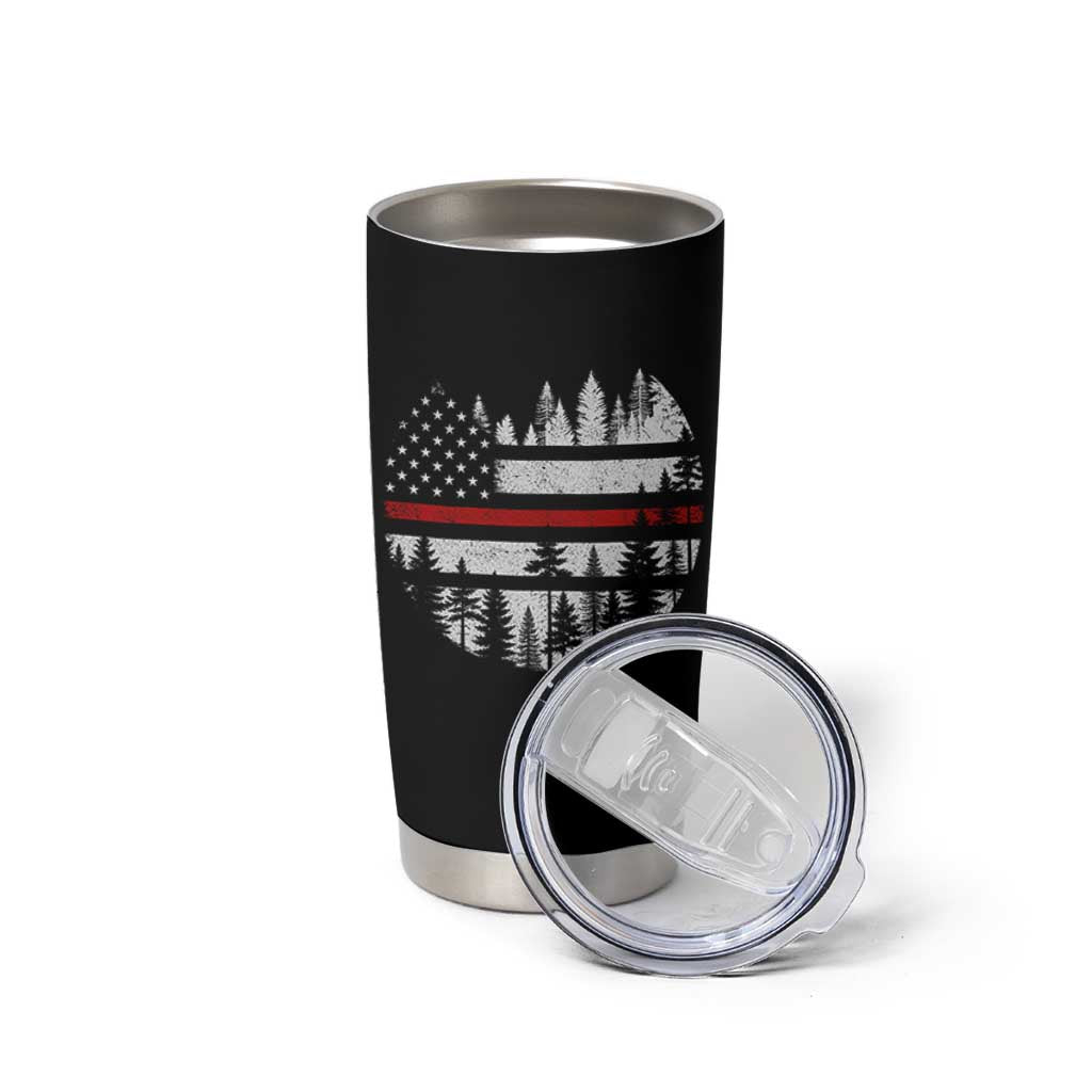 Wildland Firefighter Forest Red Line American Flag Tumbler Cup