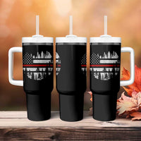 Wildland Firefighter Forest Red Line American Flag Tumbler With Handle