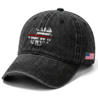 Wildland Firefighter Forest Red Line American Flag Washed Cotton Baseball Cap