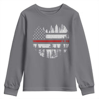 Wildland Firefighter Forest Red Line American Flag Youth Sweatshirt