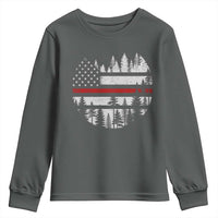 Wildland Firefighter Forest Red Line American Flag Youth Sweatshirt