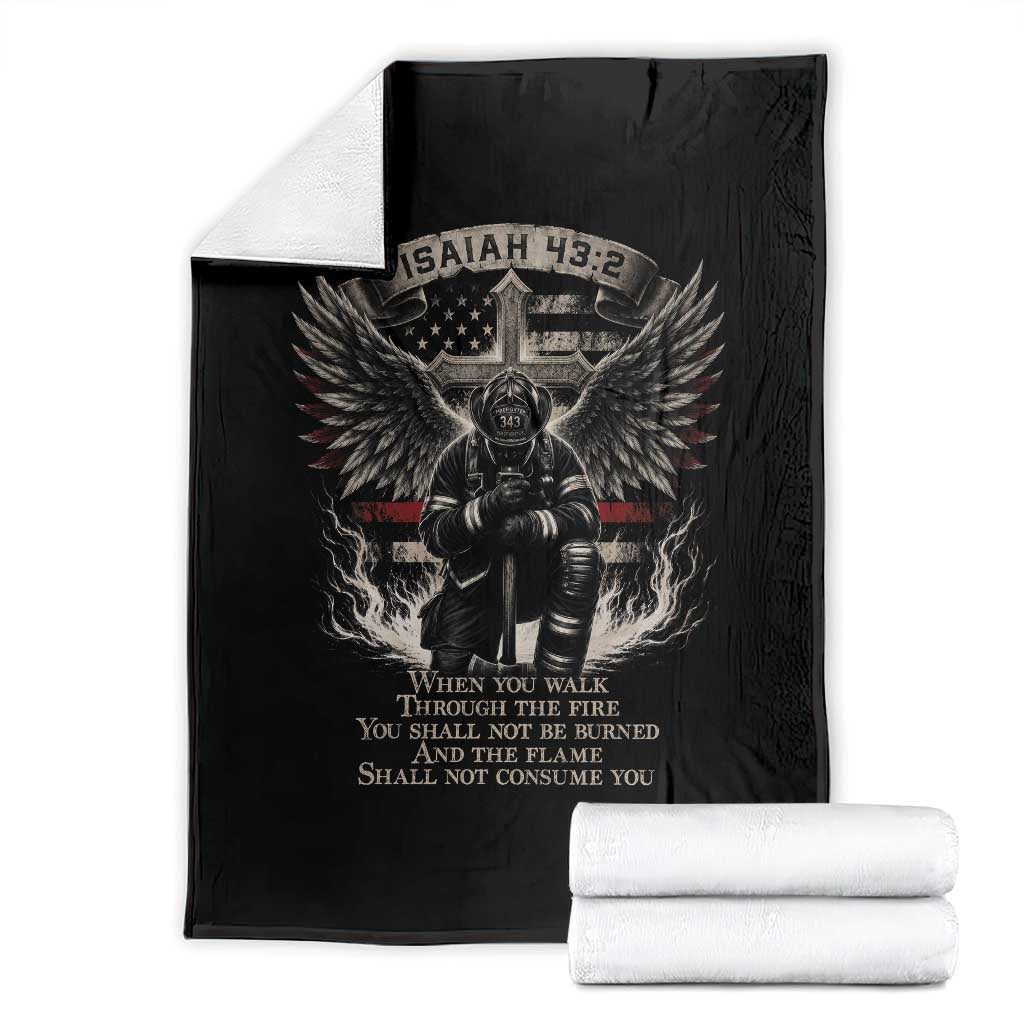 Christian Firefighter Throw Blanket When You Walk Through The Fire You Shall Not Be Burned American Flag