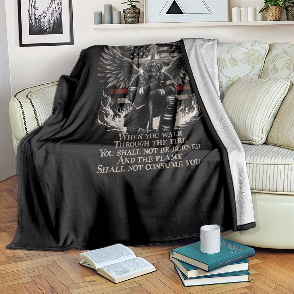 Christian Firefighter Throw Blanket When You Walk Through The Fire You Shall Not Be Burned American Flag