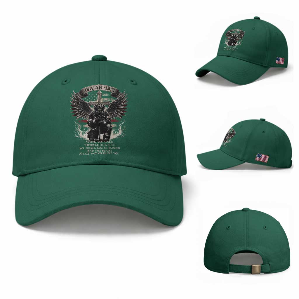 Christian Firefighter Baseball Cap When You Walk Through The Fire You Shall Not Be Burned American Flag