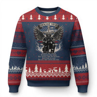 Christian Firefighter Ugly Christmas Sweater When You Walk Through The Fire You Shall Not Be Burned American Flag
